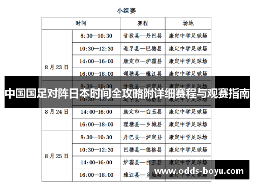 中国国足对阵日本时间全攻略附详细赛程与观赛指南